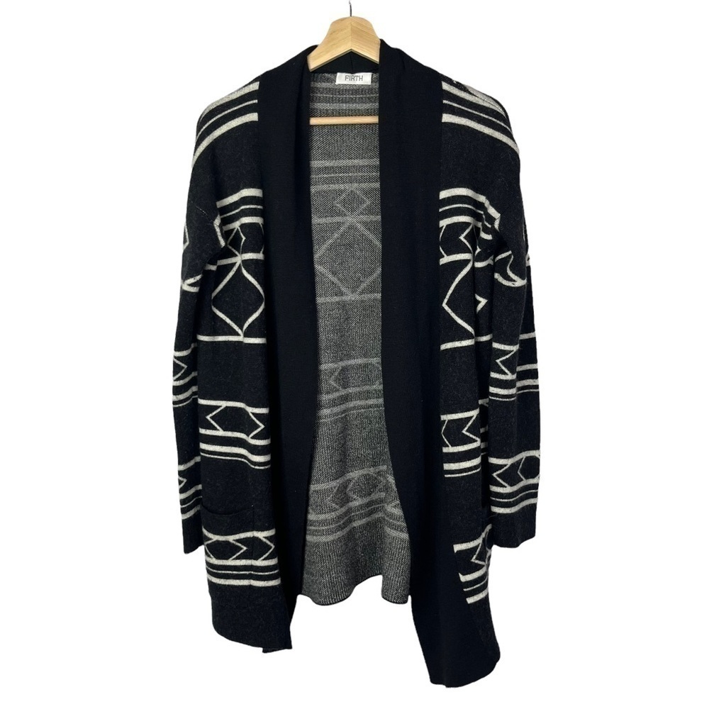 Firth Blackâ & White Printed Long Sleeve Knit Cardigan M
